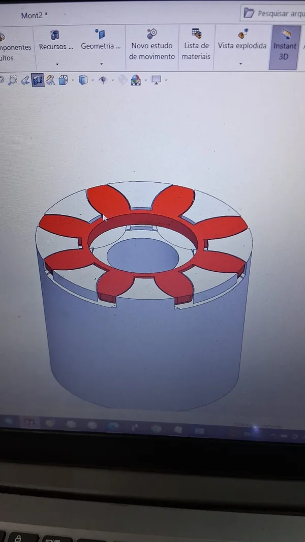 Modelo digital representando o componente flexível no conjunto
